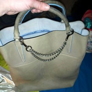 Coach thick leather vintage blue and gray leather tote